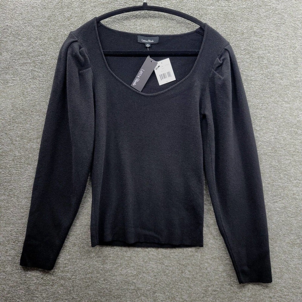 Lea + Viola Women's Medium Ribbed Puff Sleeve Pullover Sweater NWT (MSRP $110)